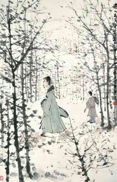 傅抱石 1964年作 寒林沽酒 立轴